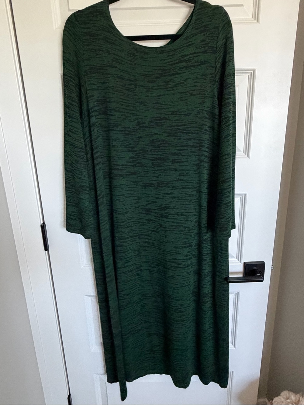 bryn Walker Long Sleeve Heathered Dark Green Swing Dress